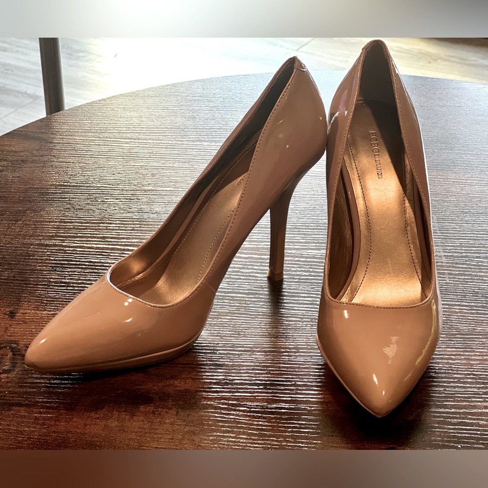 BCBGeneration Nude Patent Leather Pumps/Heels, 10